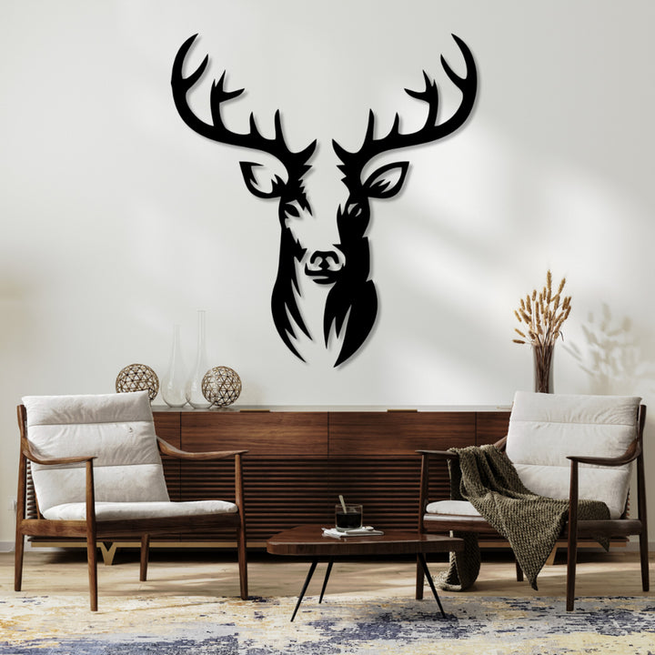 Tableau ajouré, décoration murale 3D, tableau 3D "Cerf" 100x93cm noir