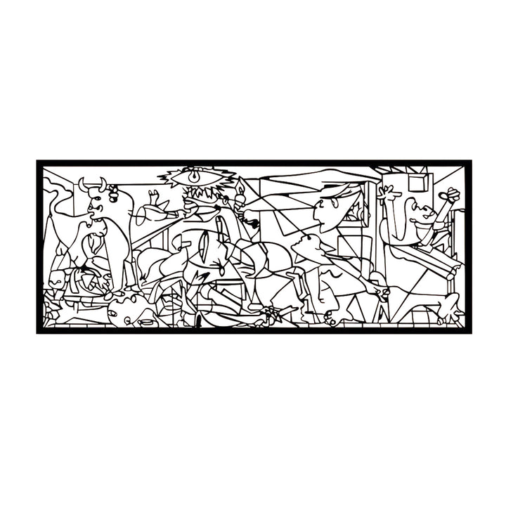 Tableau ajouré, décoration murale 3D, tableau 3D "Guernica de Pablo Picasso" 120x48cm Noir