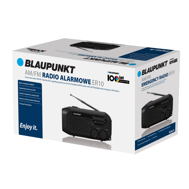Radio Blaupunkt secteur/batterie, torche LED, indication SOS, antenne, ER10