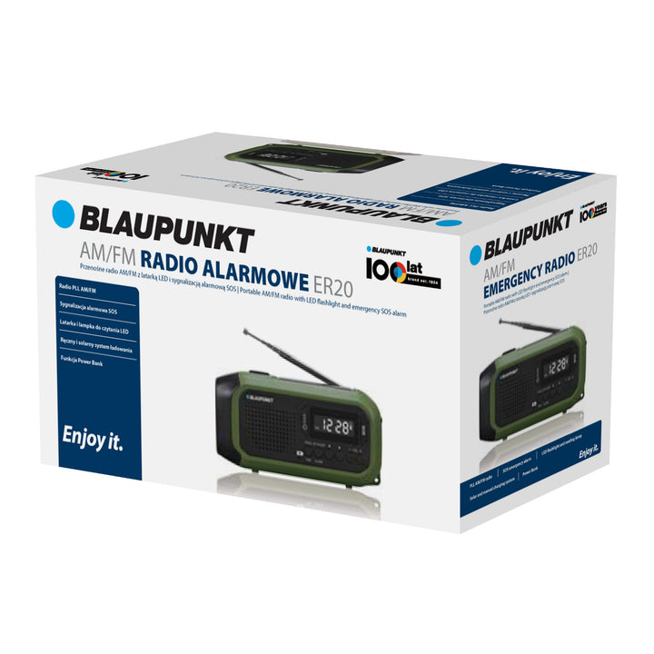 Radio Blaupunkt secteur/batterie, torche LED, indication SOS, antenne, ER20