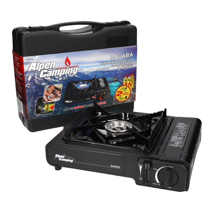 Réchaud de camping Alpen Camping, puissance : 2,0 kW, consommation de gaz 146g/h, type de gaz - butane, BAVARIA