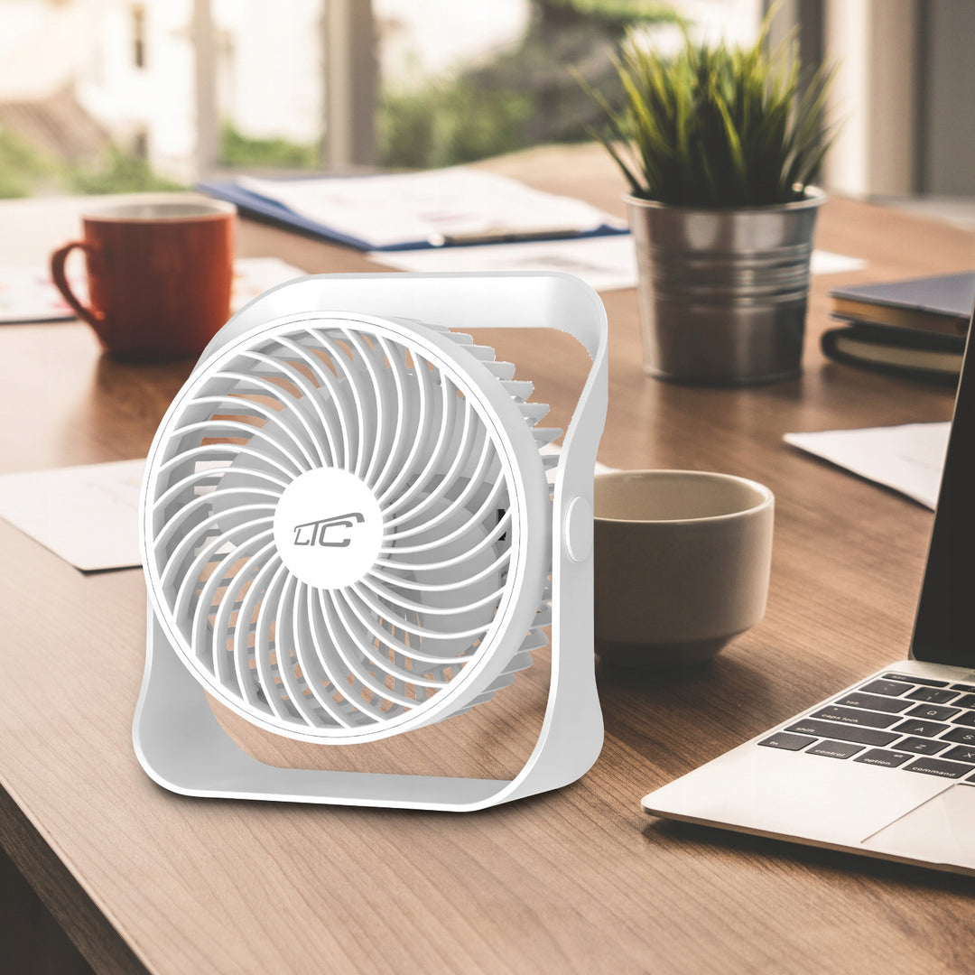 Ventilateur de bureau sans fil LTC, chargeur USB C, 4 niveaux de vitesse, batterie 2000 mAh, LXWB16