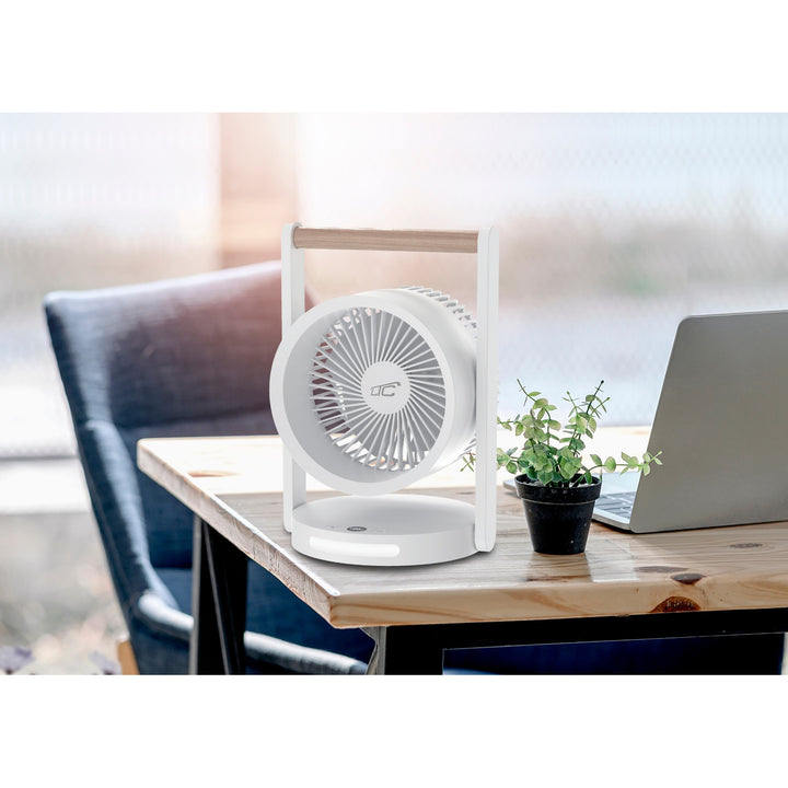 Ventilateur de bureau sans fil LTC, veilleuse et affichage LED, 5 niveaux de vitesse, batterie 3600 mAh, LXWB17