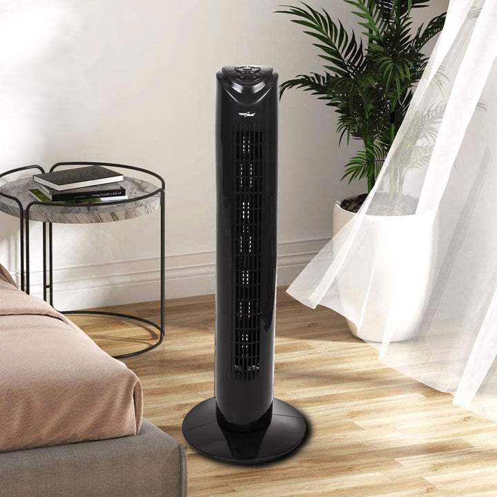 Ventilateur colonne GreenBlue 45W avec 3 niveaux de puissance, 82cm de haut, 1,5m de câble, avec télécommande et minuterie GB645 avec prise UK