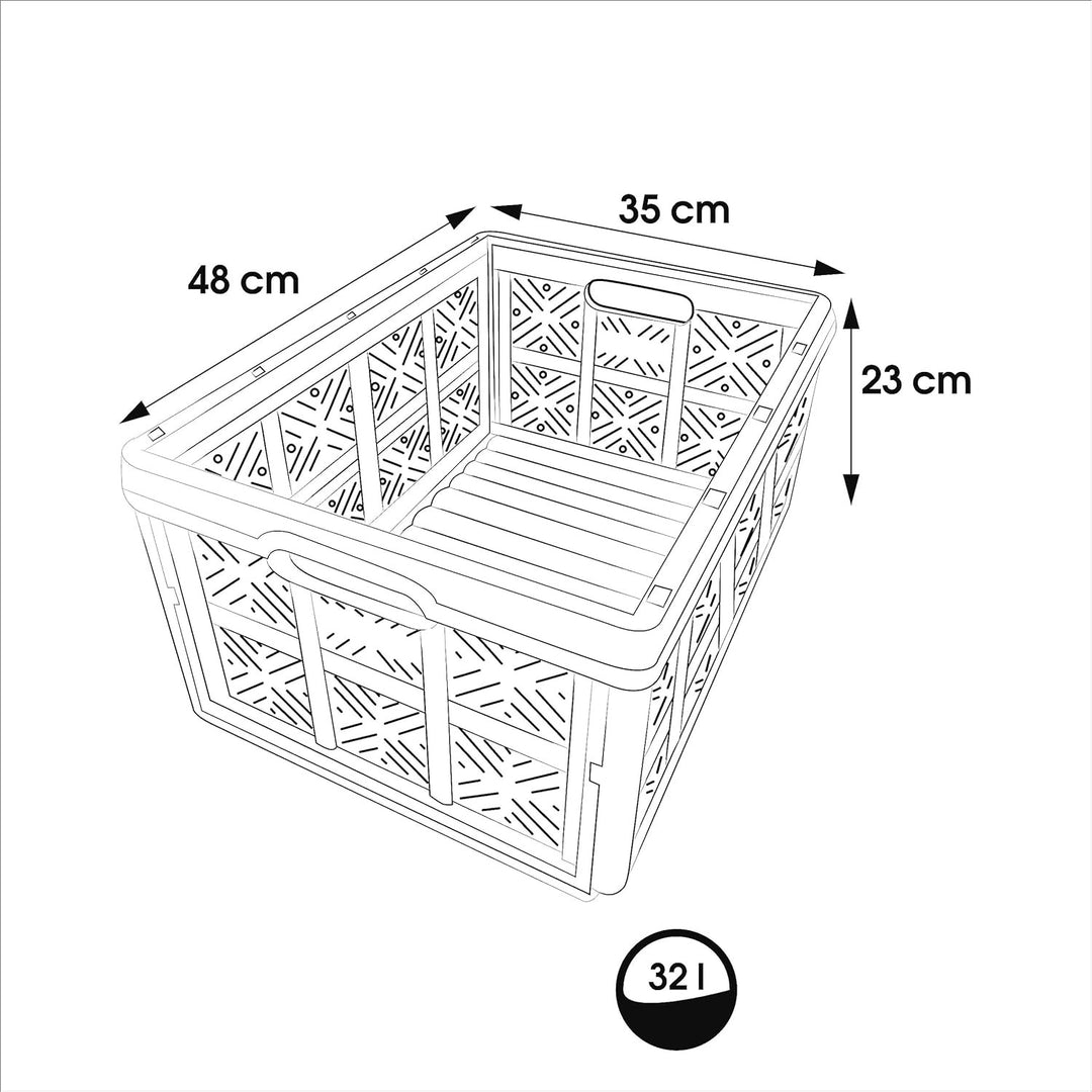 Panier pliant en plastique Keeeper, 32L, gris-noir