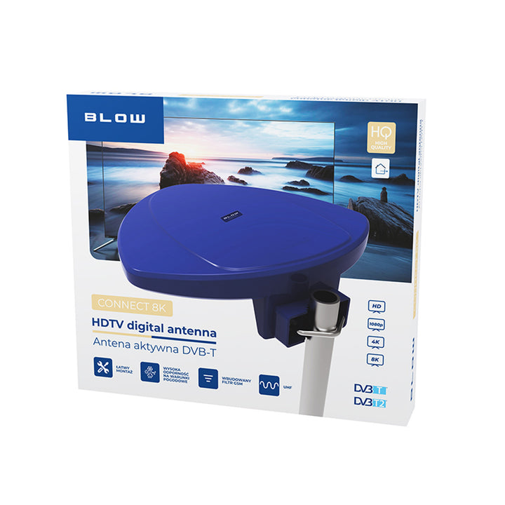 Antenne extérieure DVB-T CONNECT Blow, 8K, filtre GSM, gain de signal 25 dB, 21-055#