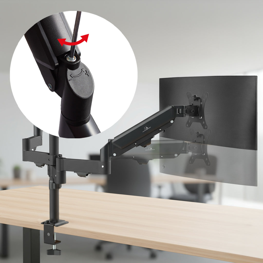 Support pour 3 moniteurs Maclean, ressort à gaz, 17"-27", 2-8kg, noir, MC-137