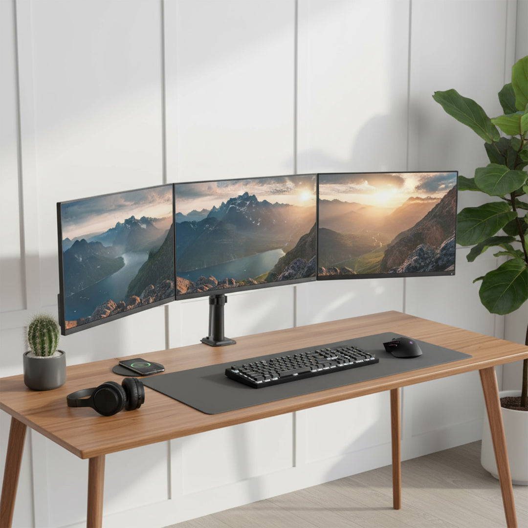 Support pour 3 moniteurs Maclean, ressort à gaz, 17"-27", 2-8kg, noir, MC-137