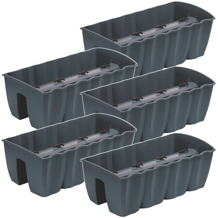 Pot pour garde-corps de balcon DCRO600 - Anthracite, capacité 18L, 5 pièces