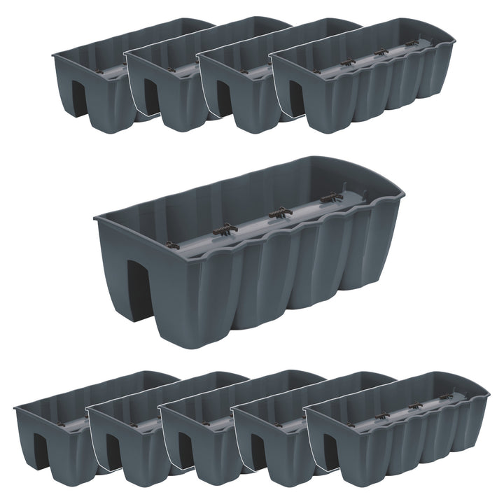 Pot pour garde-corps de balcon DCRO600 - Anthracite, capacité 18L, 10 pièces