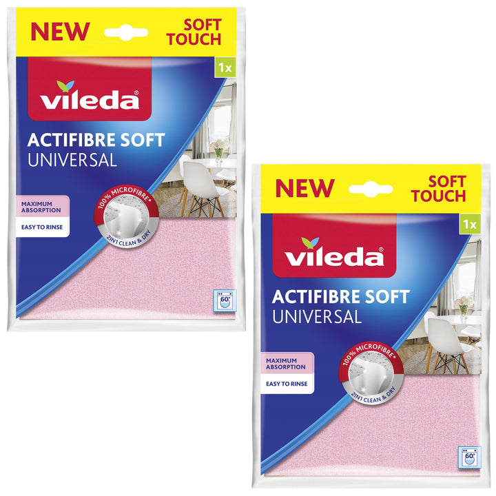 Chiffon microfibre multi-usages Vileda Actifibre Soft - 2 pièces