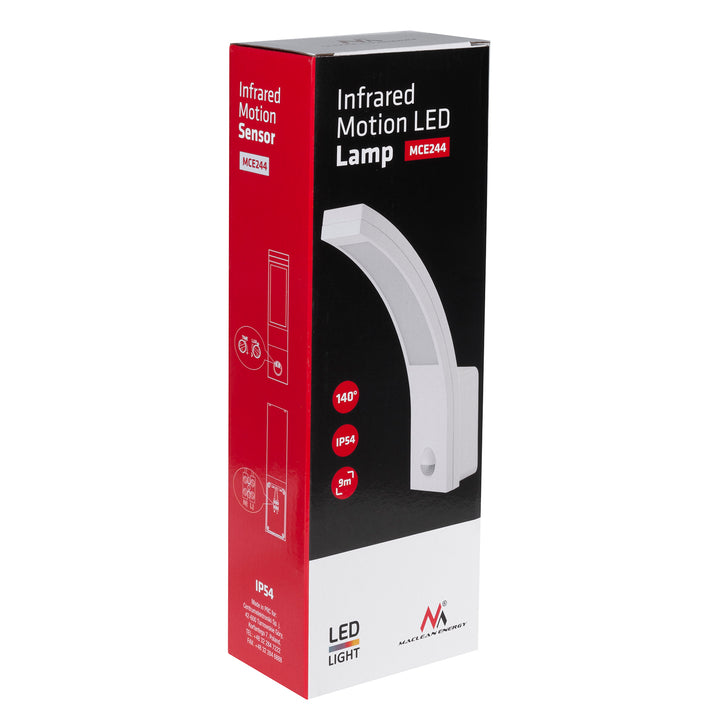 Lampe LED à détecteur de mouvement Maclean, détecteur de mouvement PIR, blanc, 10W, IP54, 750lm, blanc neutre (4000K) MCE244 W