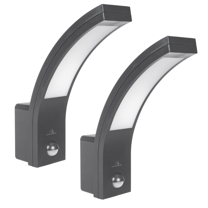 Détecteur de mouvement Maclean Lampe LED, détecteur de mouvement PIR, gris, 10W, IP54, 750lm, blanc neutre (4000K) MCE244 GR, 2 pièces