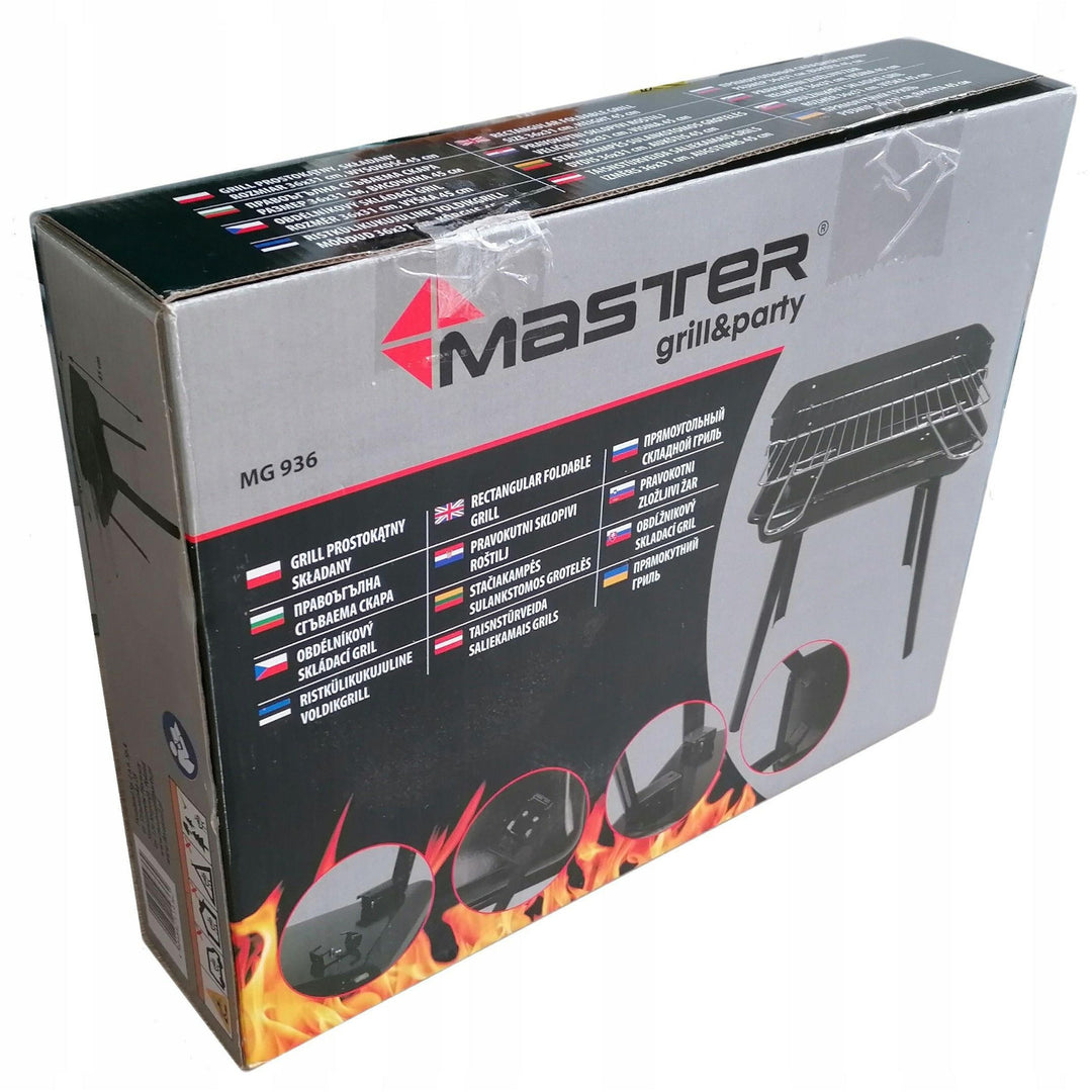 Gril à charbon de bois Master Grill & Party, rectangulaire, pliable, portable, MG936