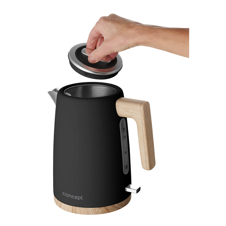 Bouilloire électrique Concept ELWOOD, acier inoxydable, 1,7L, indicateur de niveau d'eau, RK3316