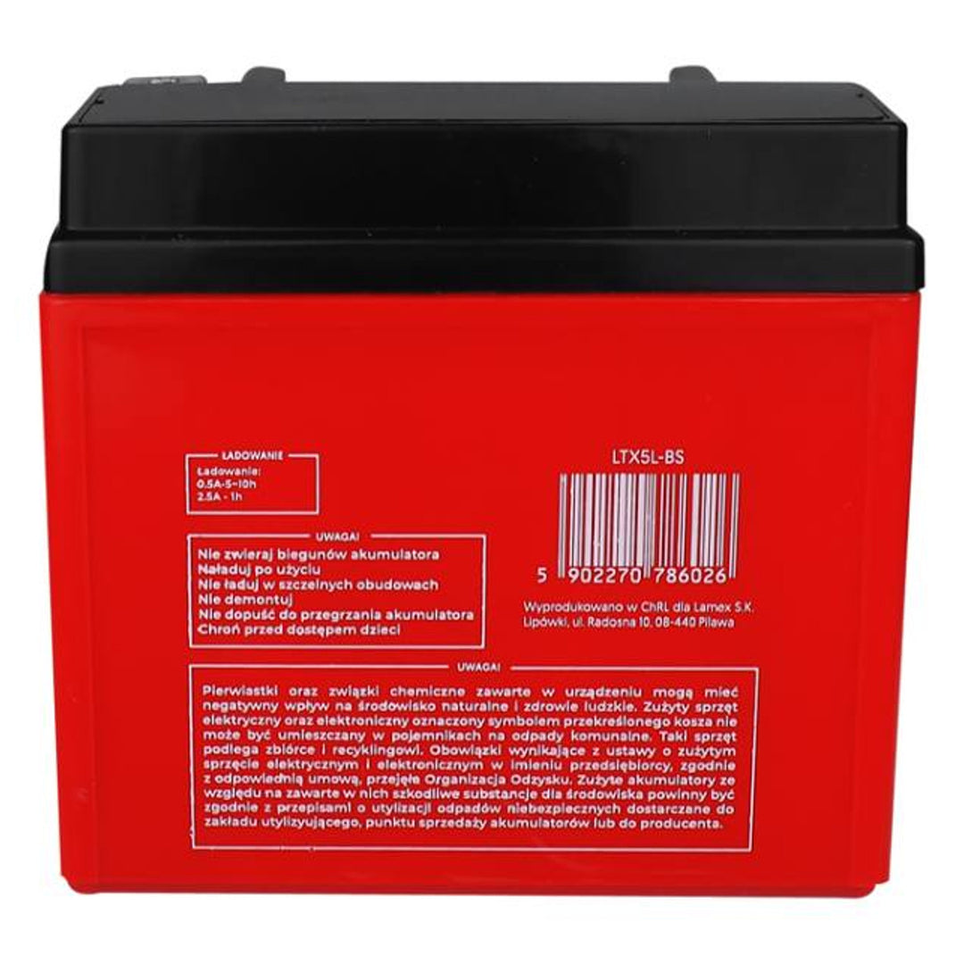 Batterie gel Lamex, moto, 12V, 5Ah, LTX5L-BS