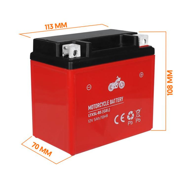 Batterie gel Lamex, moto, 12V, 5Ah, LTX5L-BS