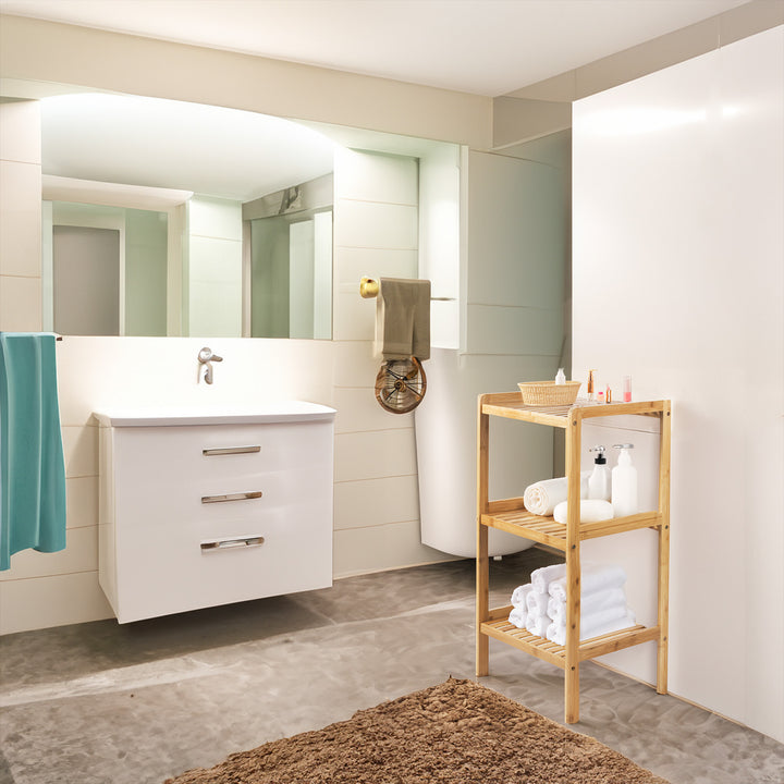 Armoire de salle de bain en bambou GreenBlue, 370x330x780mm, 3 étagères, GB321, 2 pièces