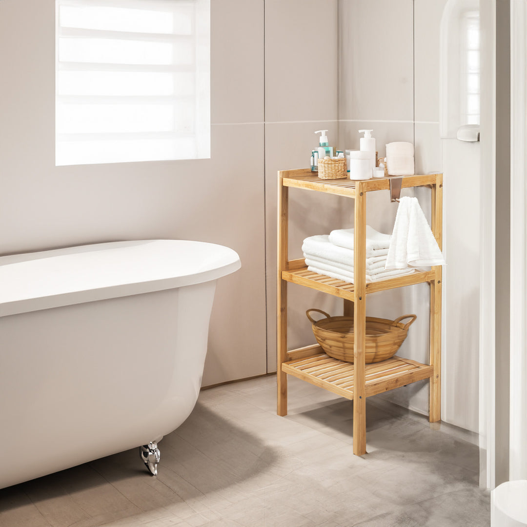 Armoire de salle de bain en bambou GreenBlue, 370x330x780mm, 3 étagères, GB321, 2 pièces