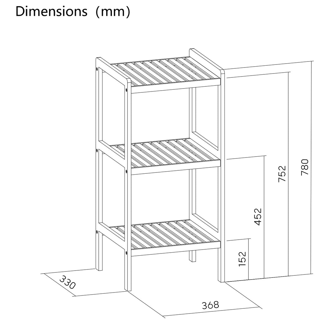 Armoire de salle de bain en bambou GreenBlue, 370x330x780mm, 3 étagères, GB321, 2 pièces