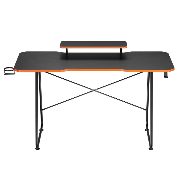 Gaming desk avec tablette pour moniteur NanoRS, 50kg max, hauteur 850mm, noir, RS170+Cable organizer / desk grille Nano RS, 1345mm, noir et rouge, RS125