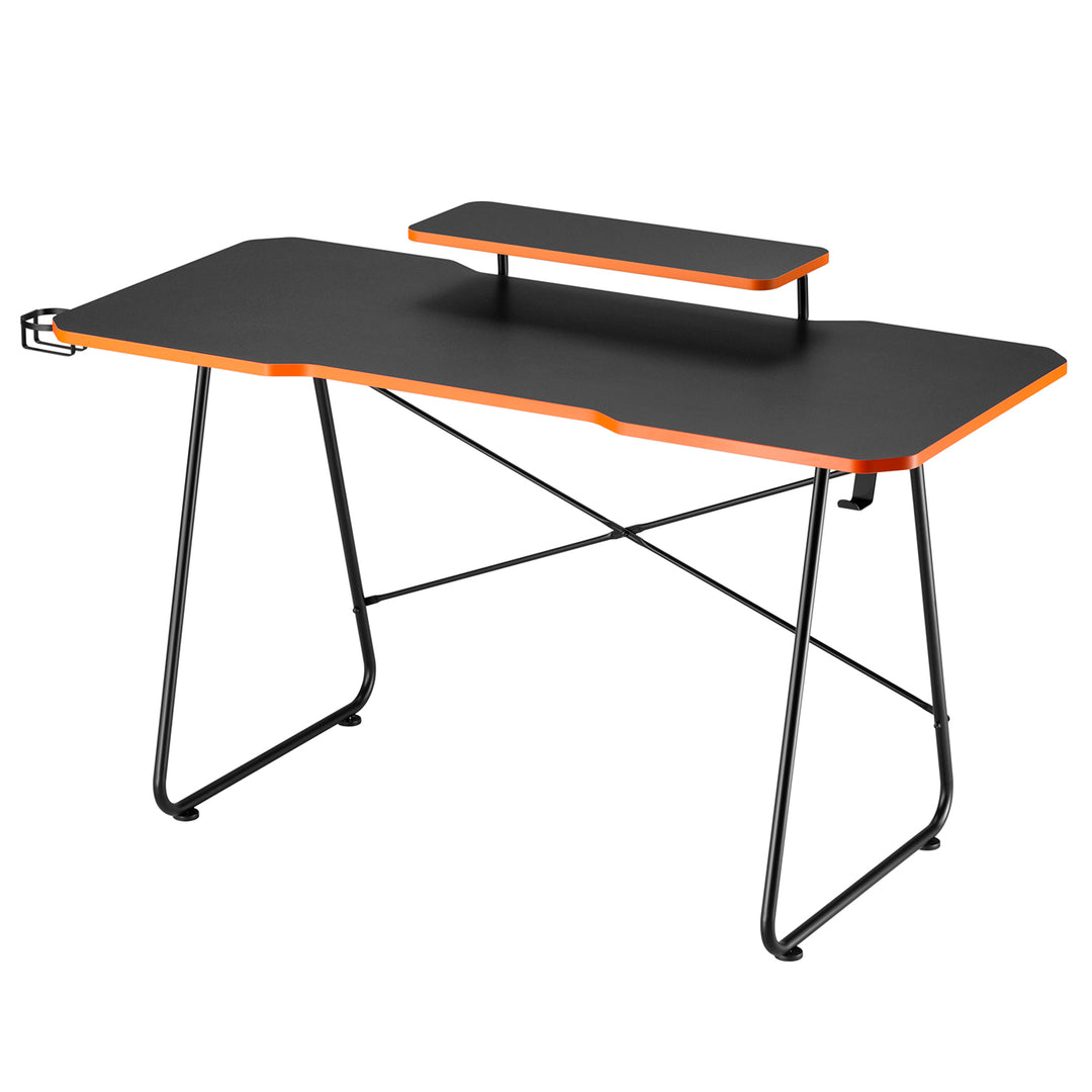 Gaming desk avec tablette pour moniteur NanoRS, 50kg max, hauteur 850mm, noir, RS170+Cable organizer / desk grille Nano RS, 1345mm, noir et rouge, RS125