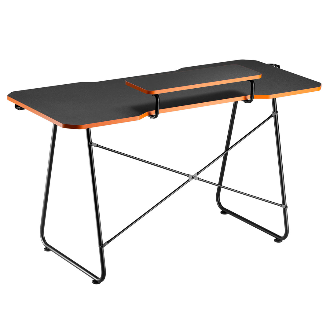 Gaming desk avec tablette pour moniteur NanoRS, 50kg max, hauteur 850mm, noir, RS170+Cable organizer / desk grille Nano RS, 1345mm, noir et rouge, RS125