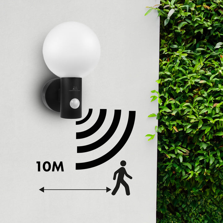 Détecteur de mouvement Maclean Lampe LED, détecteur de mouvement PIR, noir, 15W, IP65, 1600lm, blanc neutre (4000K) MCE515 B, 2 pièces