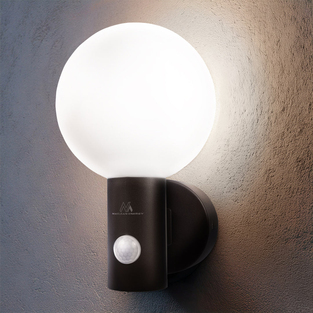 Détecteur de mouvement Maclean Lampe LED, détecteur de mouvement PIR, noir, 15W, IP65, 1600lm, blanc neutre (4000K) MCE515 B, 2 pièces