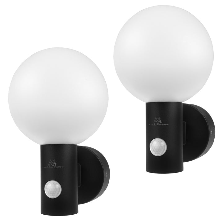 Détecteur de mouvement Maclean Lampe LED, détecteur de mouvement PIR, noir, 15W, IP65, 1600lm, blanc neutre (4000K) MCE515 B, 2 pièces