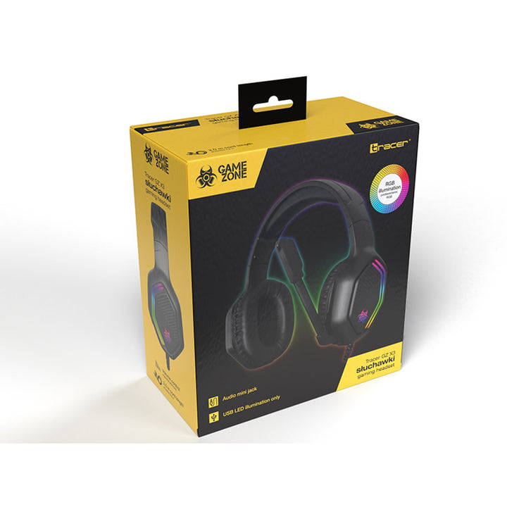 Casque de jeu Tracer, rétroéclairage RGB, microphone pliable, Gamezone GZ X3