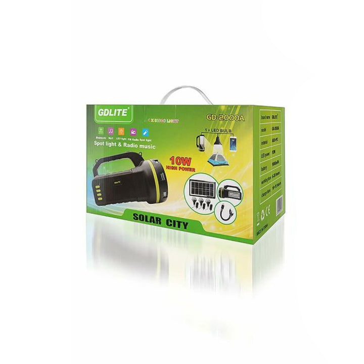 Torche solaire multifonctionnelle Verna, 6en1, powerbank, panneau solaire, lampe, lumières LED, haut-parleur+radio, Tur000008