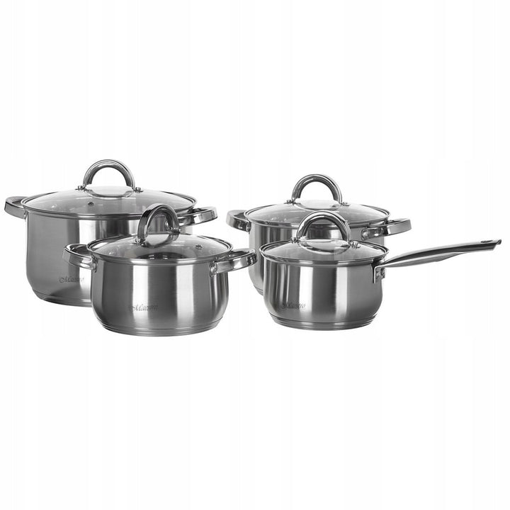 Batterie de cuisine 9 pièces Maestro 1,5L, 2L, 3L, 5L, acier inoxydable, lavable au lave-vaisselle, convient à tous les types de cuisinières, plaque chauffante, MR-2021