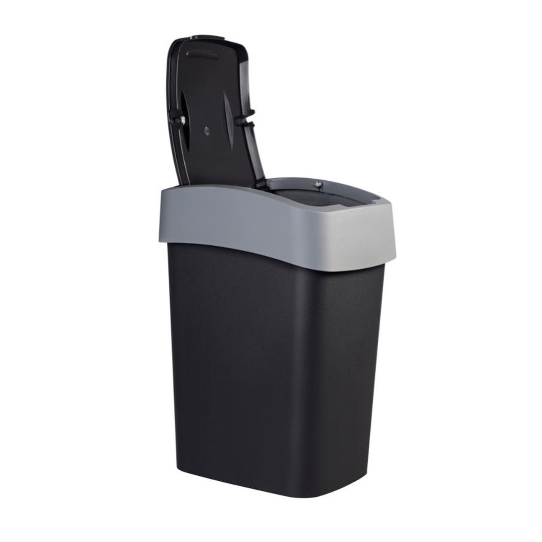 Poubelle Curver, avec couvercle, à charnières, 25l, noir/argent, Flip Bin