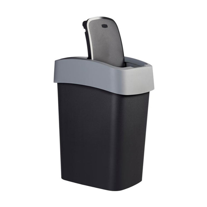 Poubelle Curver, avec couvercle, à charnières, 25l, noir/argent, Flip Bin