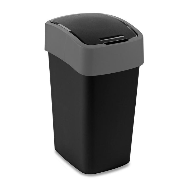 Poubelle Curver, avec couvercle, à charnières, 25l, noir/argent, Flip Bin