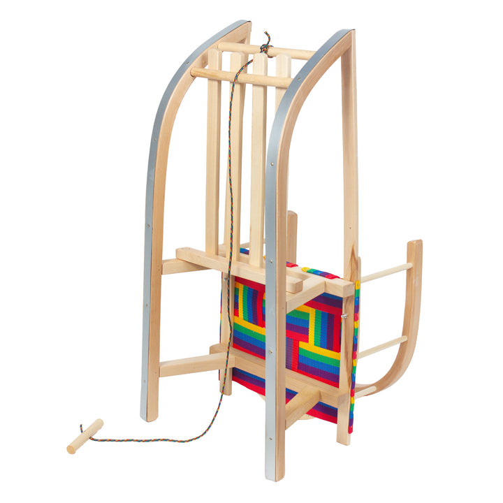 Traîneau en bois GreenBlue, dossier, siège en tissu, cordon, jusqu'à 100 kg, GB154