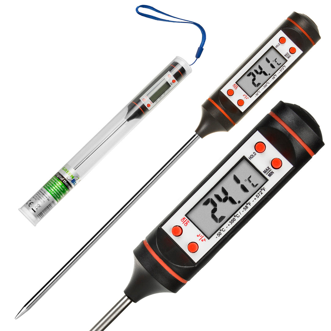 Thermomètre/sonde alimentaire, Vert-Bleu, longueur de la sonde 15 cm, plage de température -50°C à +300°C., précision 0,1°C, GB178, 3 pcs.