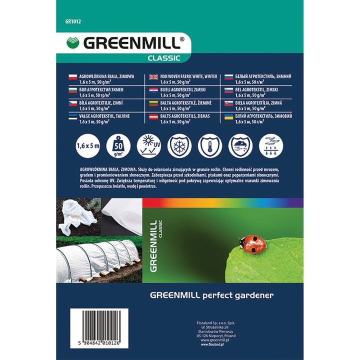 Greenmill agro-textile, hiver, 50g, 1.6x5m, blanc, GR1012