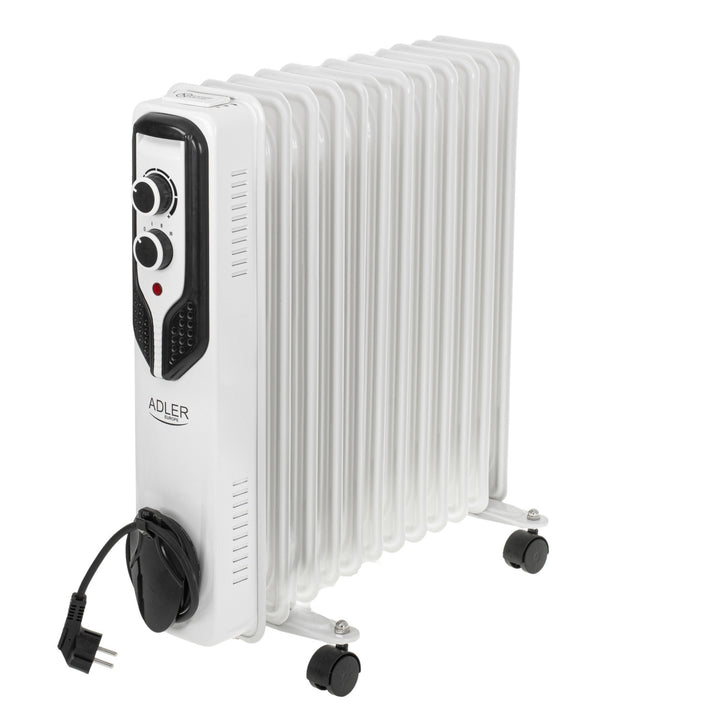 Adler oliekachel, 11 ribben, 2500W vermogen, 3 verwarmingsstanden, wit, AD 7817