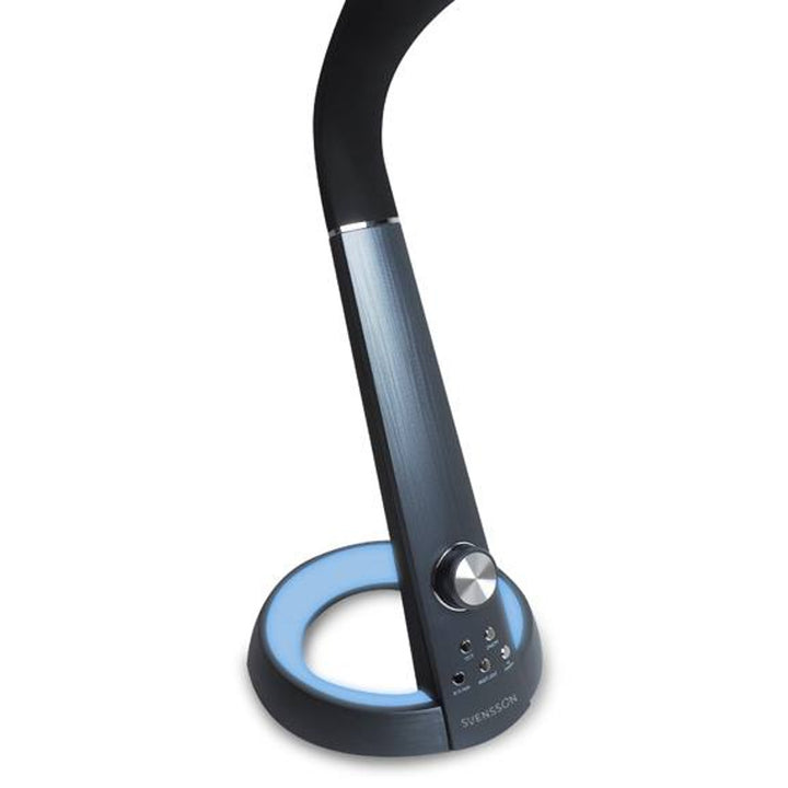 Svensson Bureaulamp, 450 lumen, 8W vermogen, drie lichttemperaturen, oplaadfunctie voor mobiele apparaten, RGB-voet, LXBL1063