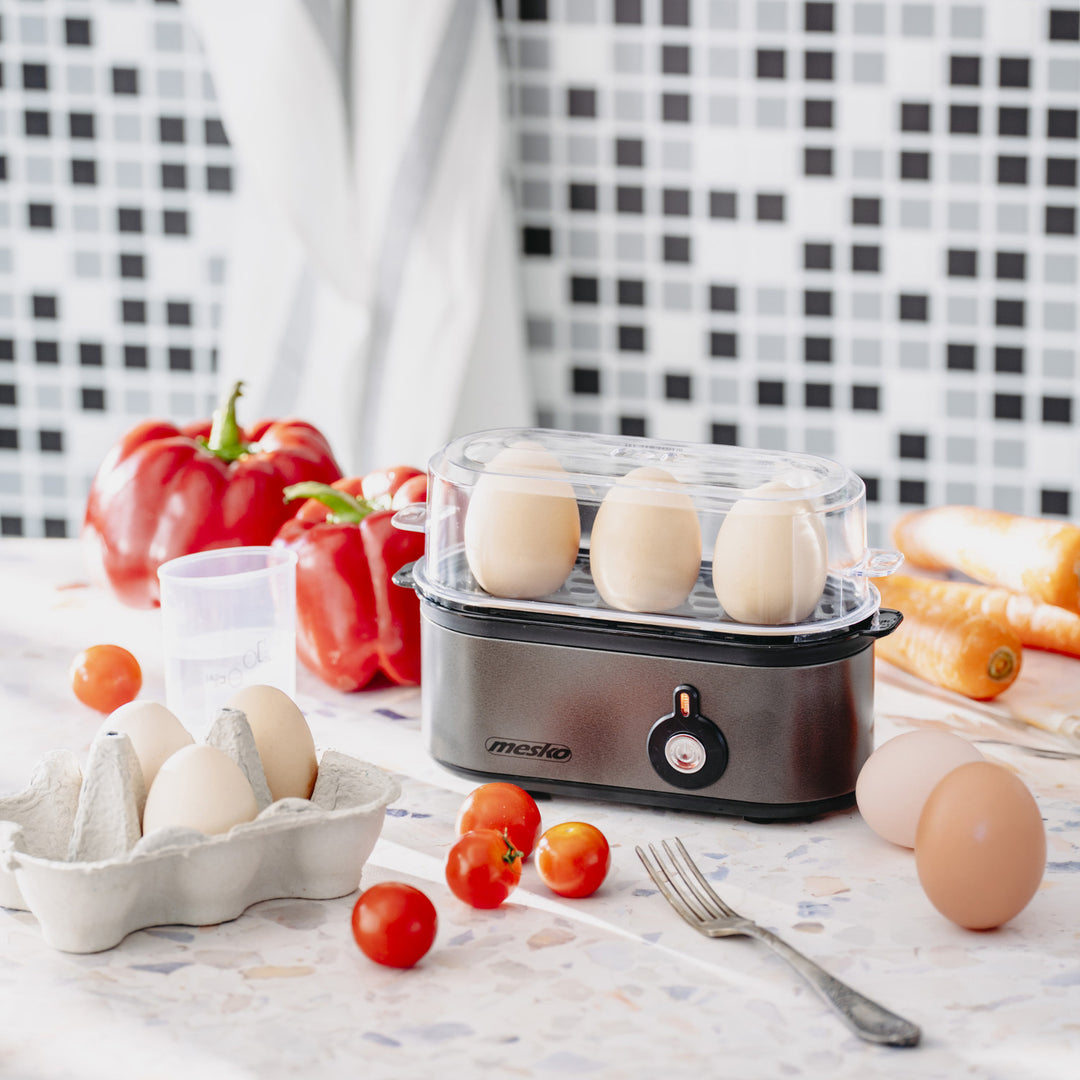 Cuiseur d'oeufs Mesko pour 3 oeufs, puissance 210W, étape de cuisson sélectionnable, voyant lumineux, MS 4485