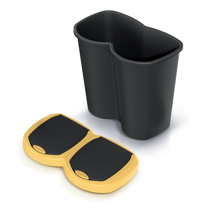 Poubelle Compacta B Duo, jaune/noir, capacité 40L, un compartiment, deux couvercles, version murale, NDBS40-1215C_S411