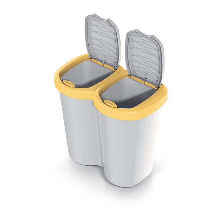 Poubelle Compacta B Duo, jaune/ashmere, capacité 40L, un compartiment, deux couvercles, version murale, NDBS40-1215C_427C