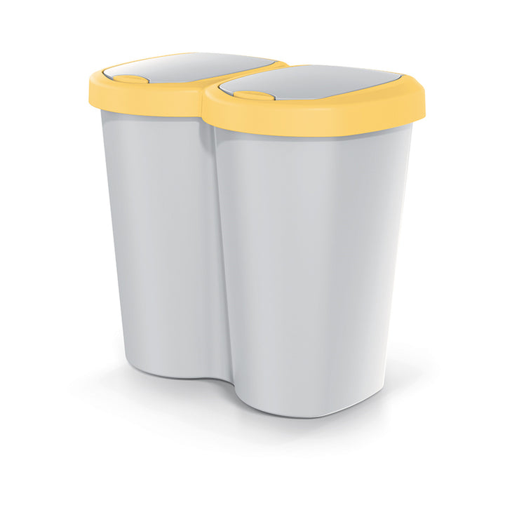 Poubelle Compacta B Duo, jaune/ashmere, capacité 40L, un compartiment, deux couvercles, version murale, NDBS40-1215C_427C