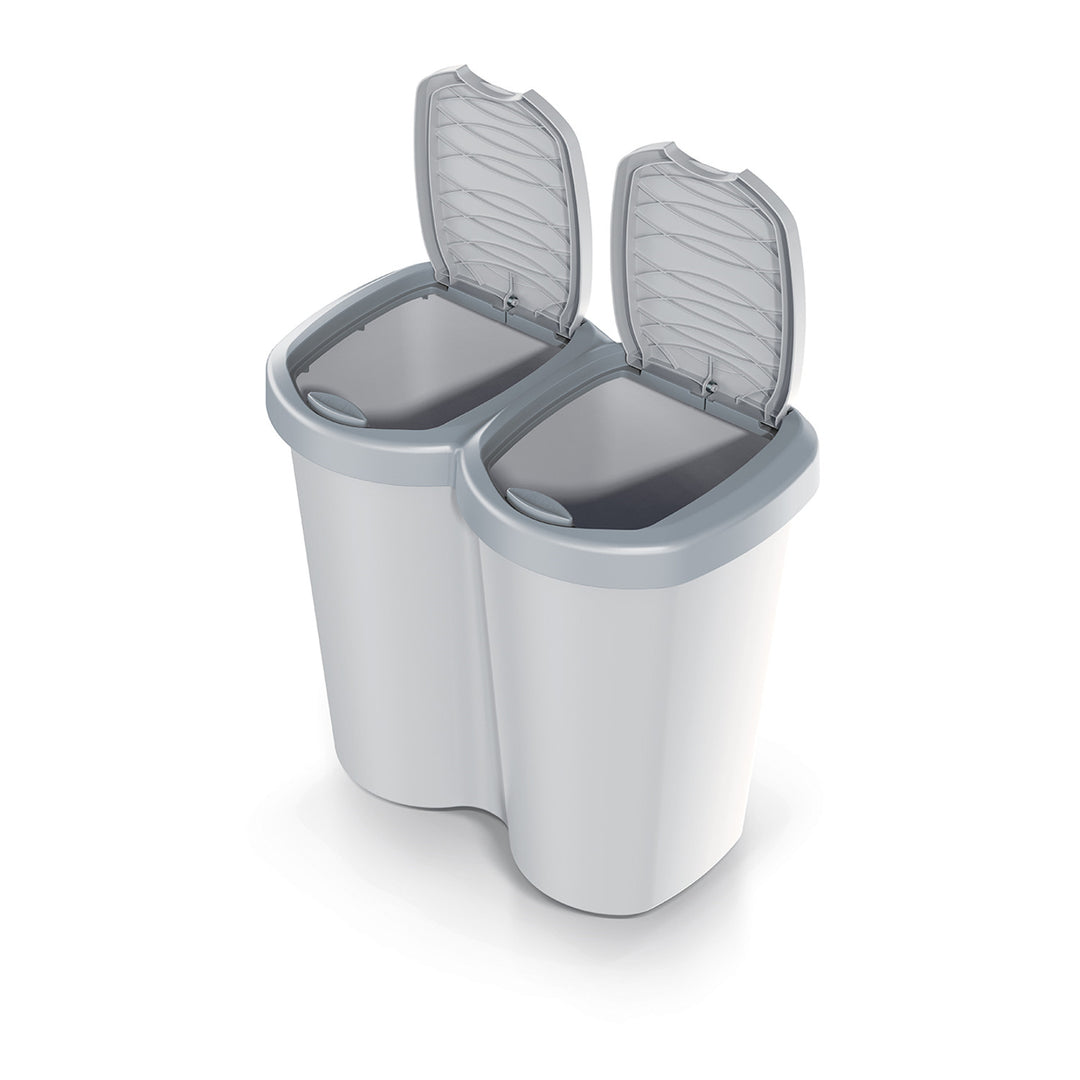 Corbeille Compacta B Duo, gris/gris cendré, capacité 40L, un compartiment, deux couvercles, version murale, NDBS40-429U_427C