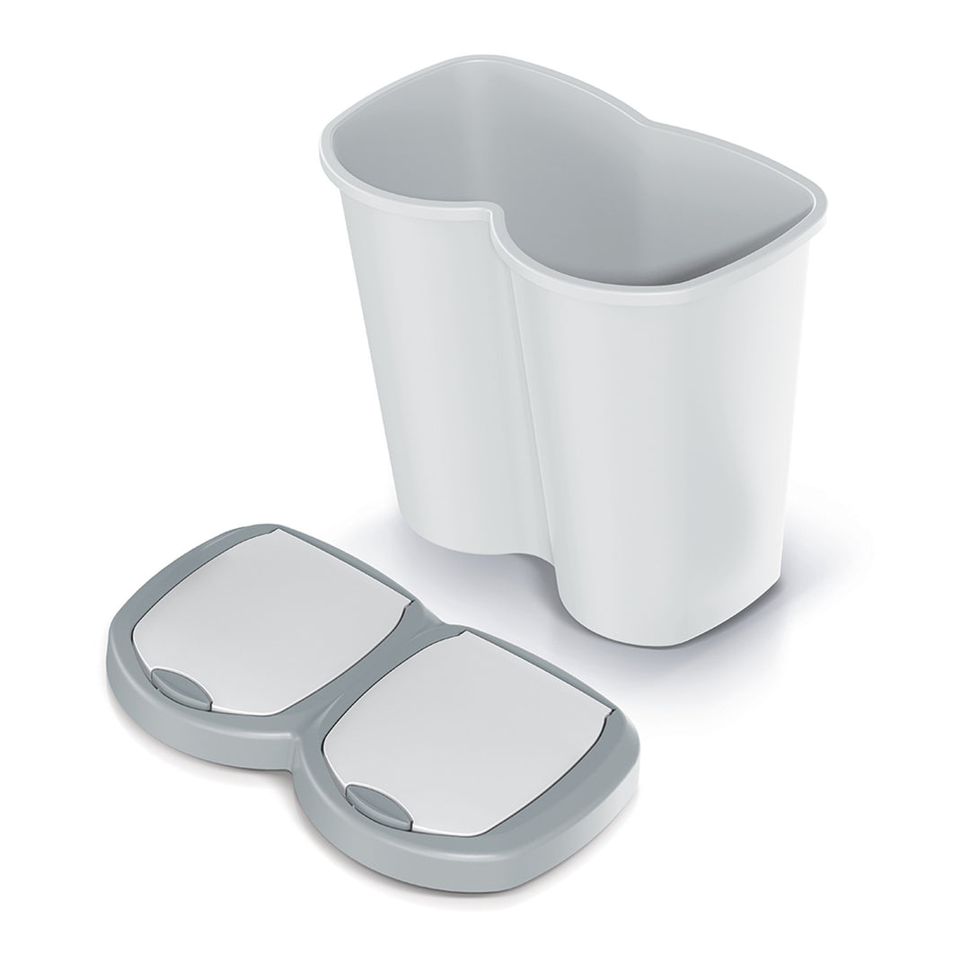 Corbeille Compacta B Duo, gris/gris cendré, capacité 40L, un compartiment, deux couvercles, version murale, NDBS40-429U_427C