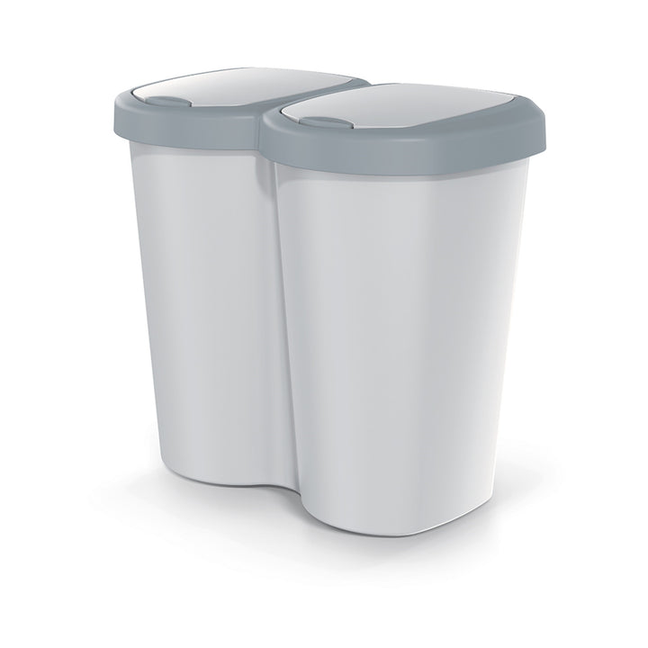Corbeille Compacta B Duo, gris/gris cendré, capacité 40L, un compartiment, deux couvercles, version murale, NDBS40-429U_427C