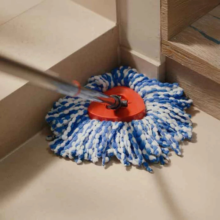 Mop rotatif Vileda, deux chambres, système de centrifugation, barre pliante, nettoyage facile des coins, turbo H2prO + 2 cartouches supplémentaires