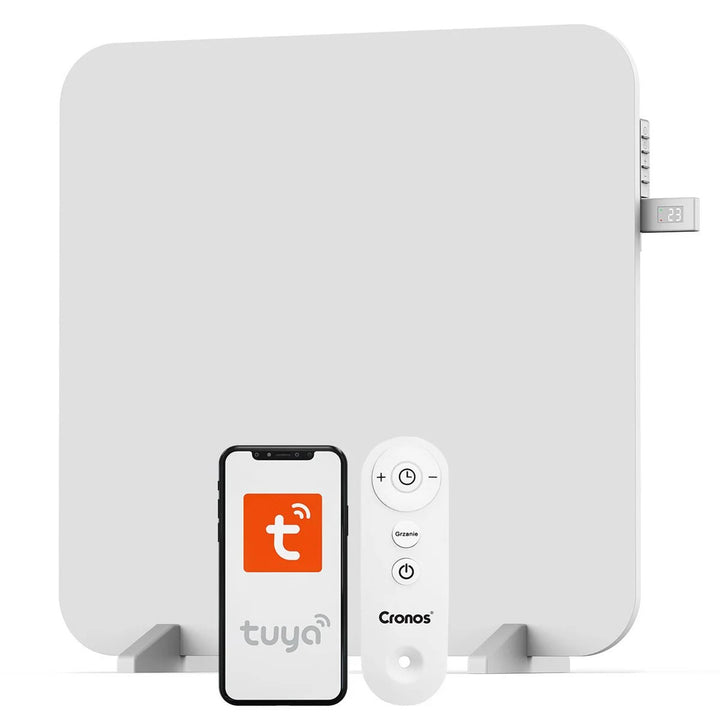 Chauffage infrarouge Cronos, 450W, avec thermostat et télécommande, réglable de 10°C à 50°C, faible perte d'énergie, Titanium CR-500